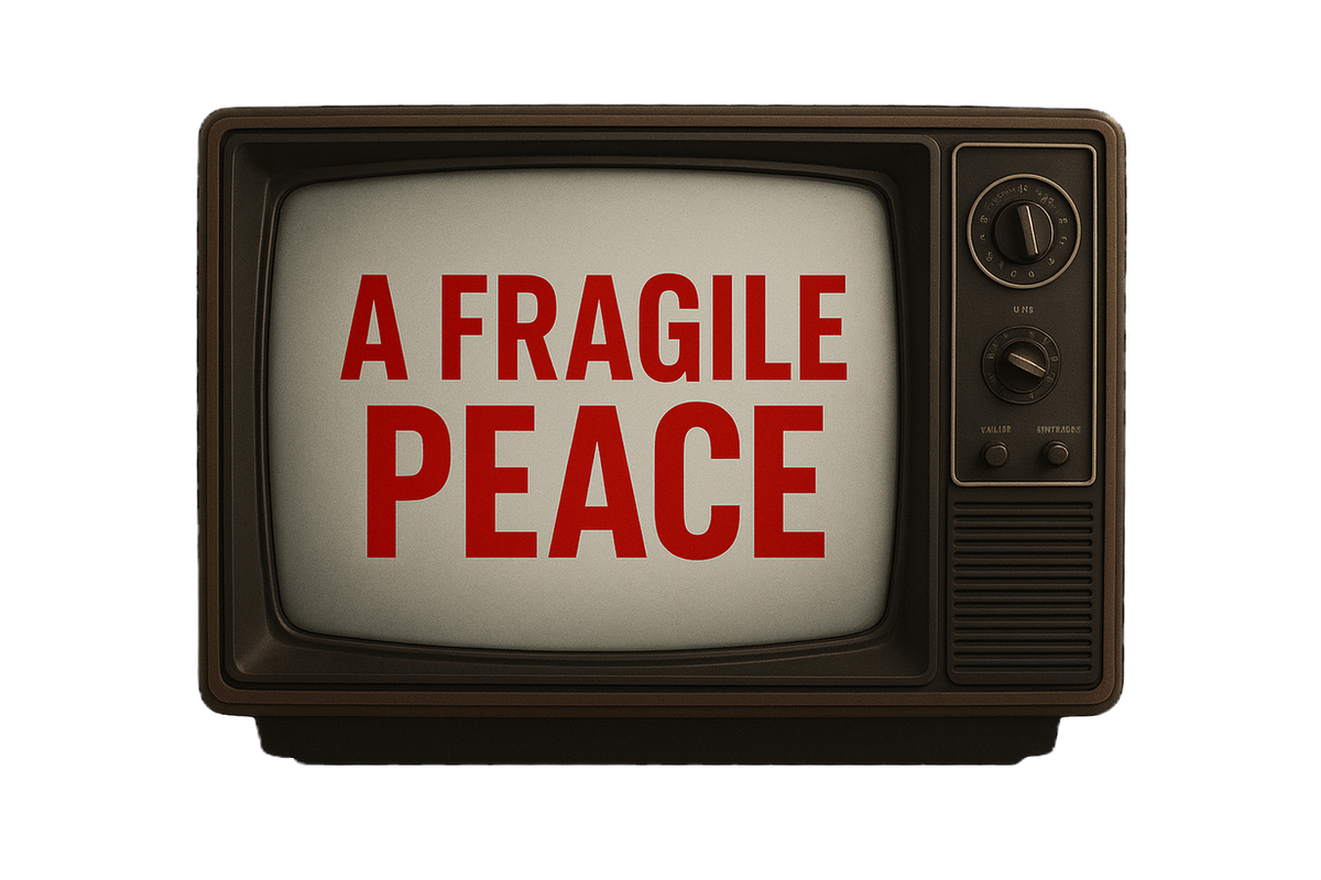 A Fragile Peace displayed on a vintage television